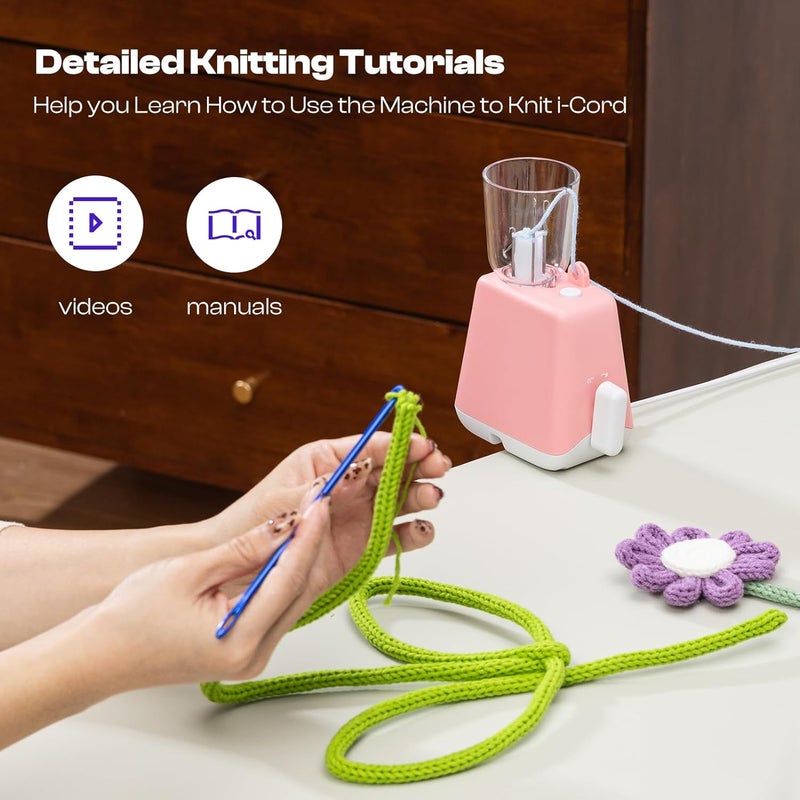 Caydo i Cord Knitting Machine, Electric iCord Maker Tool with Adequate Tension, i-Cord Knitter Machine, Automatic Knitting Yarns to i-Cords, Efficiently DIY Knitting Machine for Crocheters(Patented) - Image 4